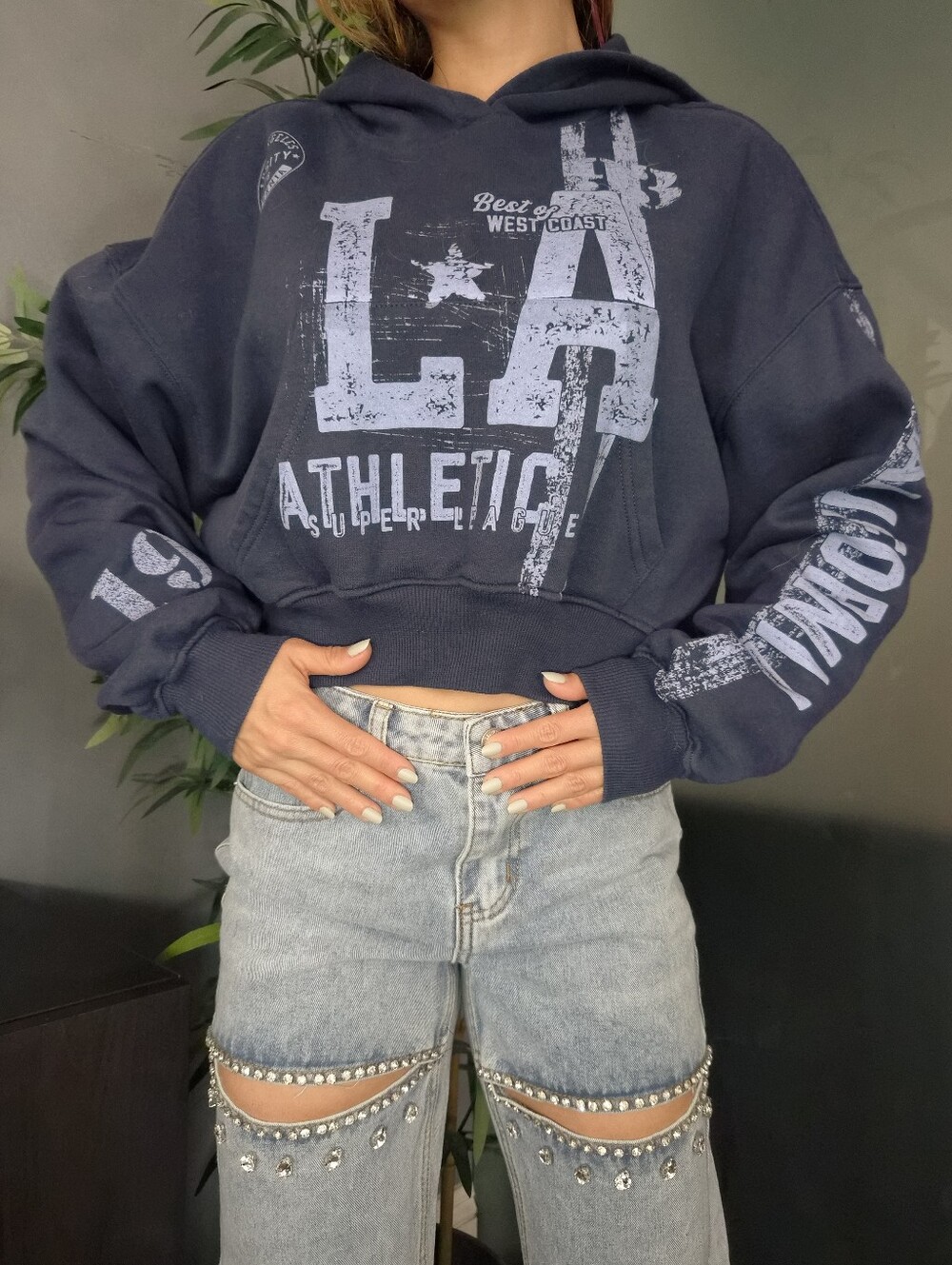 Social Scene LA Athletics Cropped Hoodie - Size XS